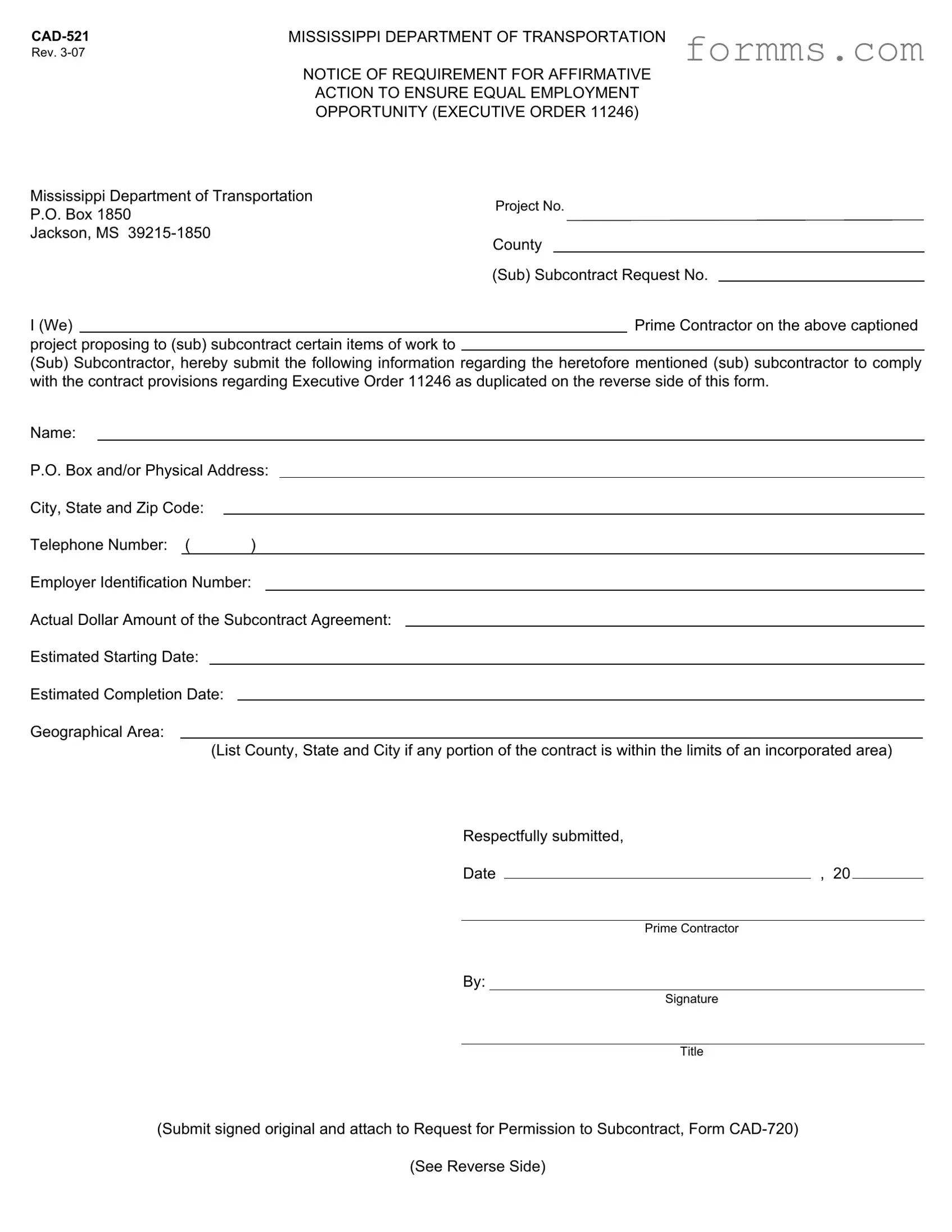 Cad 521 Template in PDF