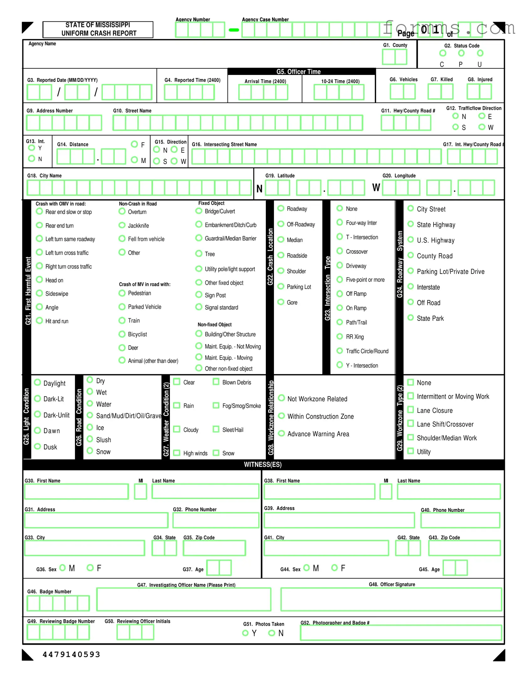 Mississippi Accident Report Template in PDF