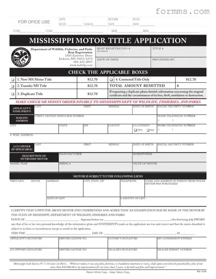 Certificate Of Title For Mississippi Template in PDF