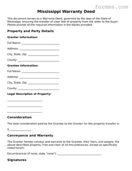 Free Mississippi Deed Form